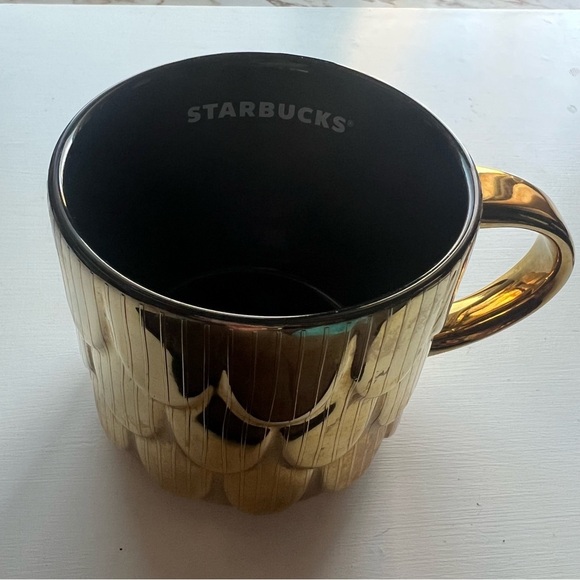 Starbucks 2019 Holiday Edition Gold Mermaid Scales Scalloped Coffee Mug 14oz - Picture 5 of 7